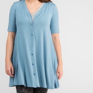 Limitless button down tunic pale indigo
